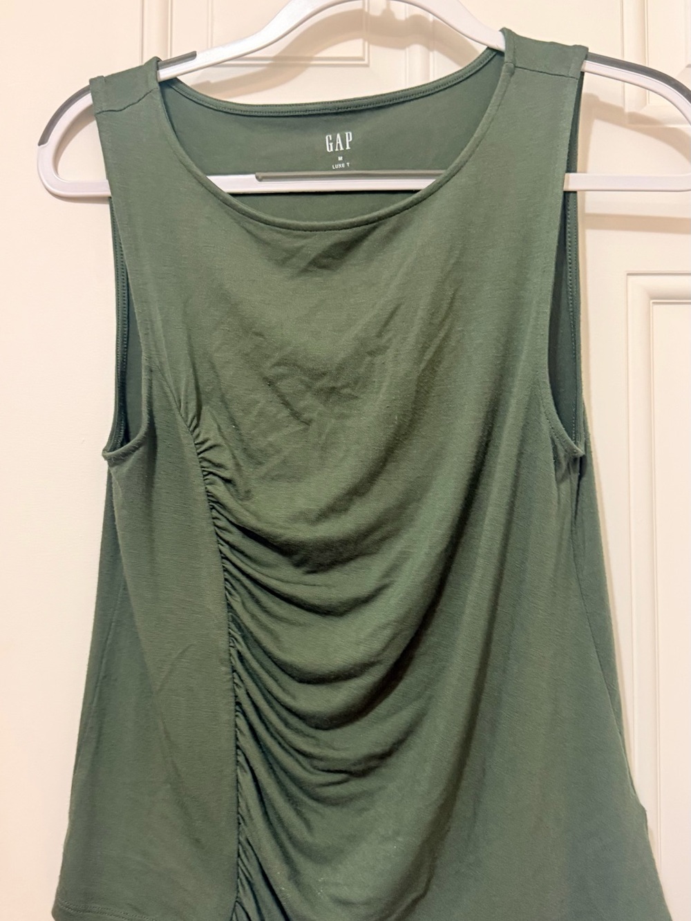 GAP Olive Ruched Sleeveless Tank